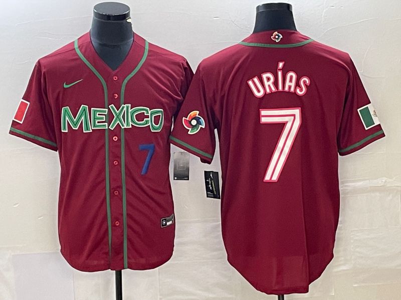Men 2023 World Cub Mexico #7 Urias Red Nike MLB Jersey7